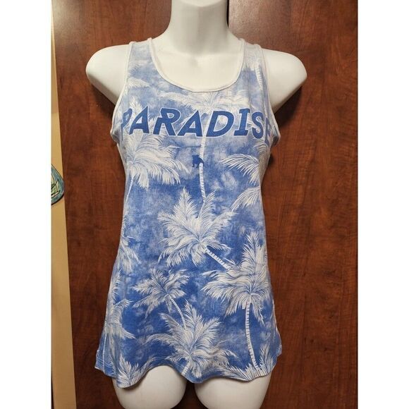 Women's Tank Top Paradise White and Blue Medium - Picture 9 of 10